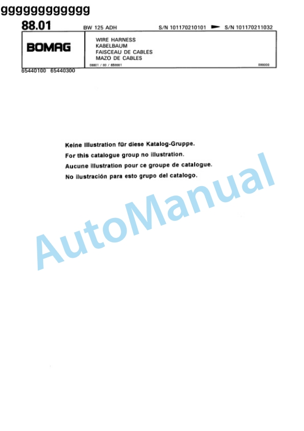 Bomag BW 125 ADH Tandem Vibratory Roller Spare Parts Catalogue 00810099-4