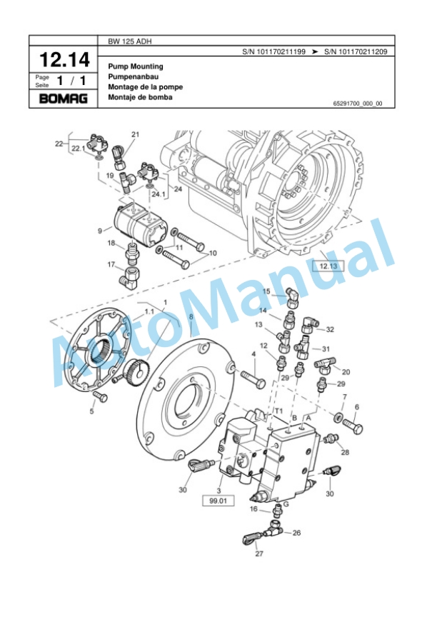 Bomag BW 125 ADH Tandem Vibratory Roller Spare Parts Catalogue 00817467-2