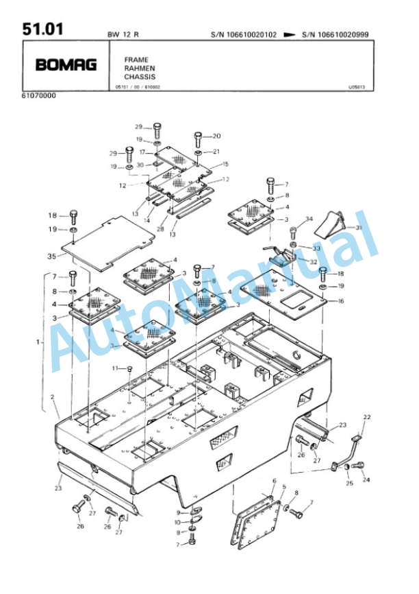 Bomag BW 12R Pneumatic Tyred Roller Spare Parts Catalogue 00813711-3