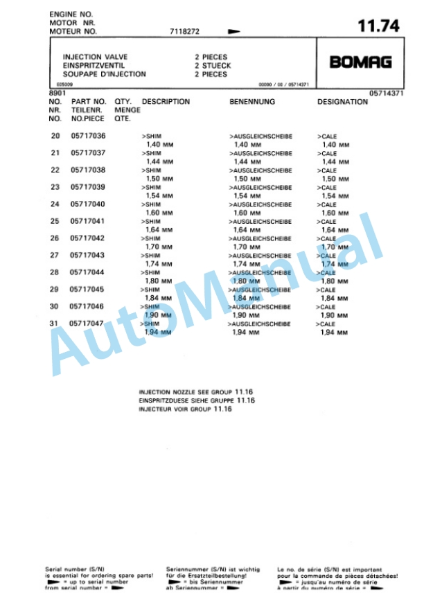 Bomag BW 130 AC Combination Roller Spare Parts Catalogue 00810047-2