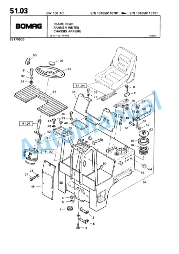 Bomag BW 130 AC Combination Roller Spare Parts Catalogue 00810047-3
