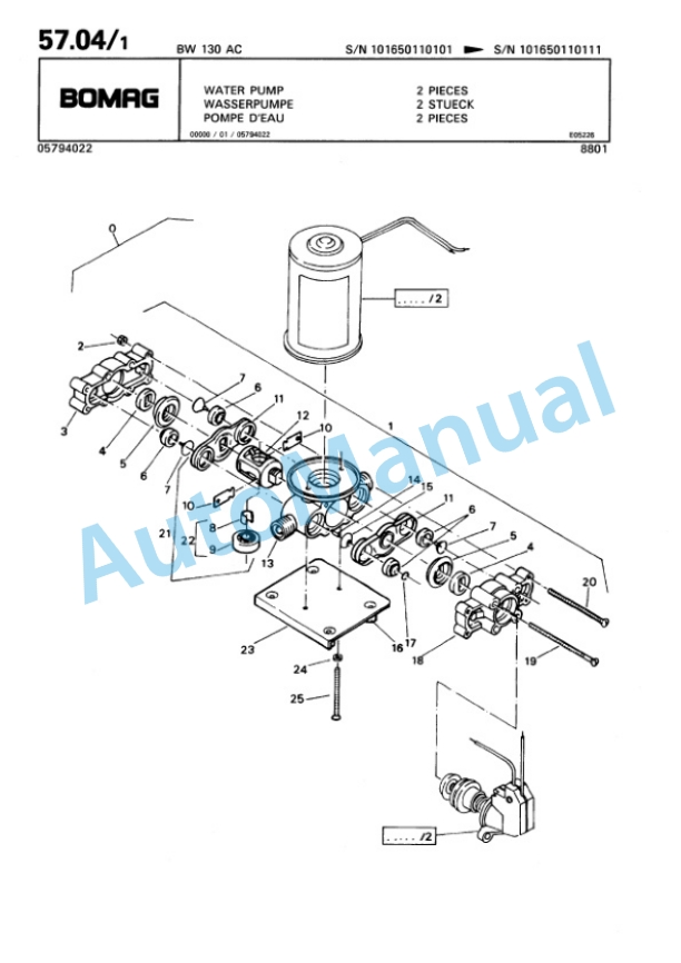 Bomag BW 130 AC Combination Roller Spare Parts Catalogue 00810047-4