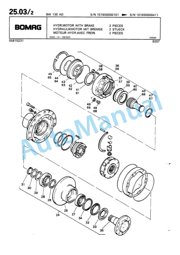 Bomag BW 130 AD Tandem Vibratory Roller Spare Parts Catalogue 00810020-2