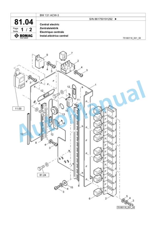 Bomag BW 131 ACW-3 Combination Roller Spare Parts Catalogue 00818697-4