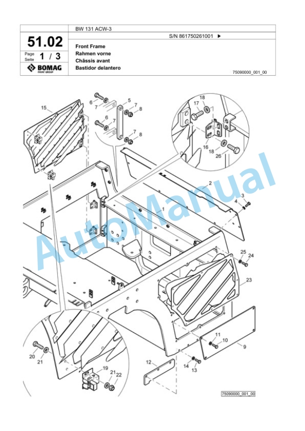Bomag BW 131 ACW-3 Combination Roller Spare Parts Catalogue 00824805-2