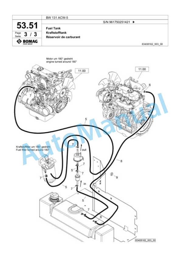 Bomag BW 131 ACW-5 Combination Roller Spare Parts Catalogue 00826195-2