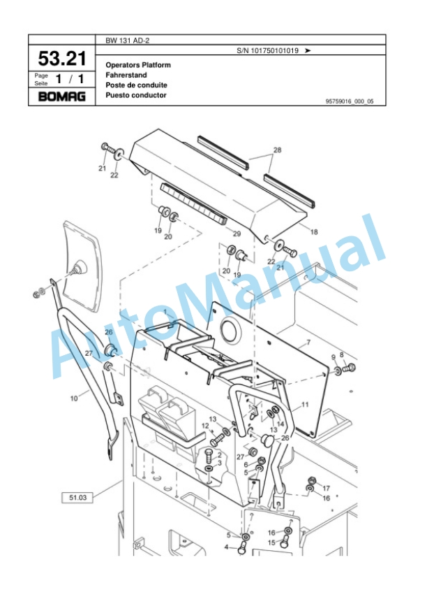 Bomag BW 131 AD-2 Tandem Vibratory Roller Spare Parts Catalogue 00817469-2
