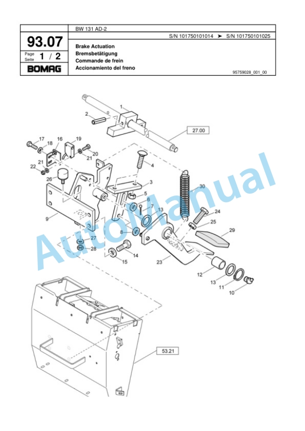 Bomag BW 131 AD-2 Tandem Vibratory Roller Spare Parts Catalogue 00817469-5
