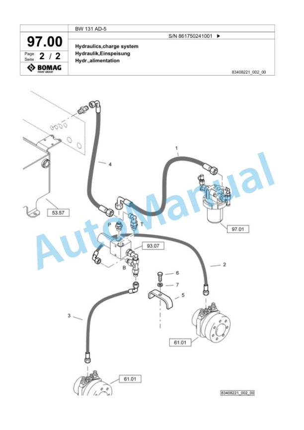 Bomag BW 131 AD-5 Tandem Vibratory Roller Spare Parts Catalogue 00824935-5