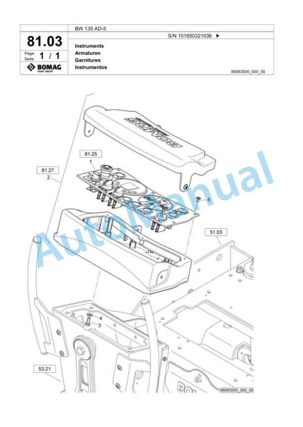 Bomag BW 135 AD-5 Tandem Vibratory Roller Spare Parts Catalogue 00818723-2