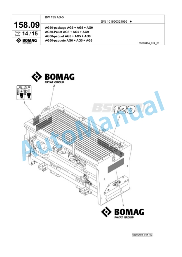 Bomag BW 135 AD-5 Tandem Vibratory Roller Spare Parts Catalogue 00818723-4