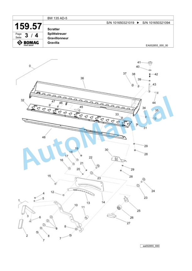 Bomag BW 135 AD-5 Tandem Vibratory Roller Spare Parts Catalogue 00818723-5