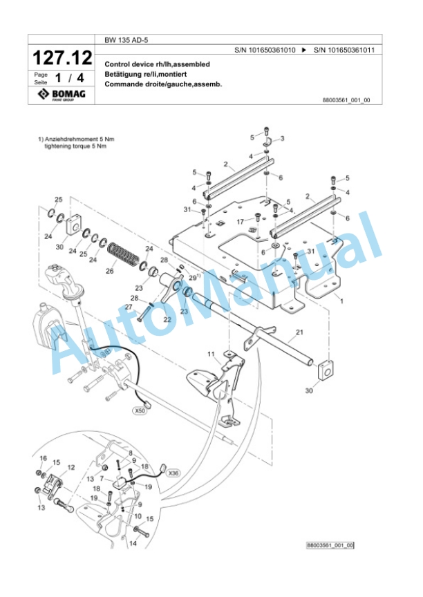 Bomag BW 135 AD-5 Tandem Vibratory Roller Spare Parts Catalogue 00824925-2