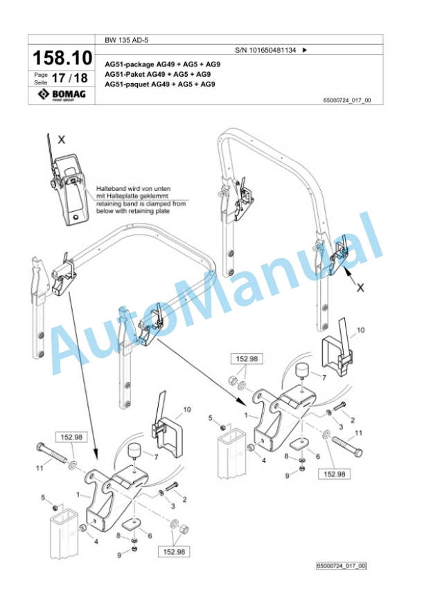 Bomag BW 135 AD-5 Tandem Vibratory Roller Spare Parts Catalogue 00825563-4