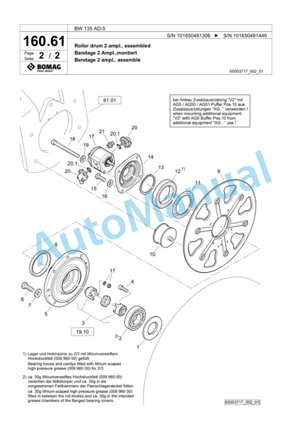 Bomag BW 135 AD-5 Tandem Vibratory Roller Spare Parts Catalogue 00825563-5