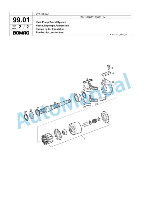 Bomag BW 135 AD Tandem Vibratory Roller Spare Parts Catalogue 00818357-3