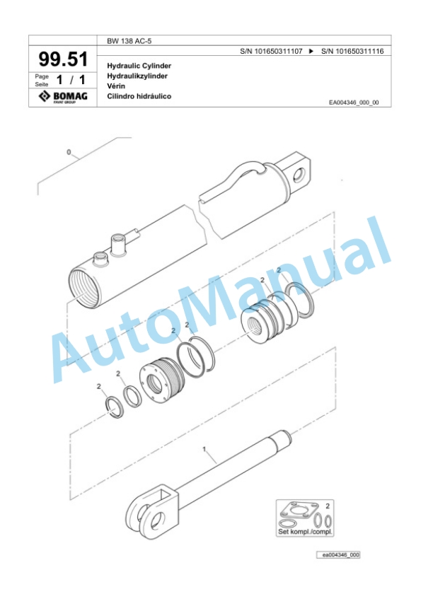 Bomag BW 138 AC-5 Combination Roller Spare Parts Catalogue 00818719-3