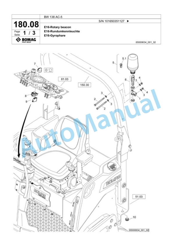 Bomag BW 138 AC-5 Combination Roller Spare Parts Catalogue 00824923-5