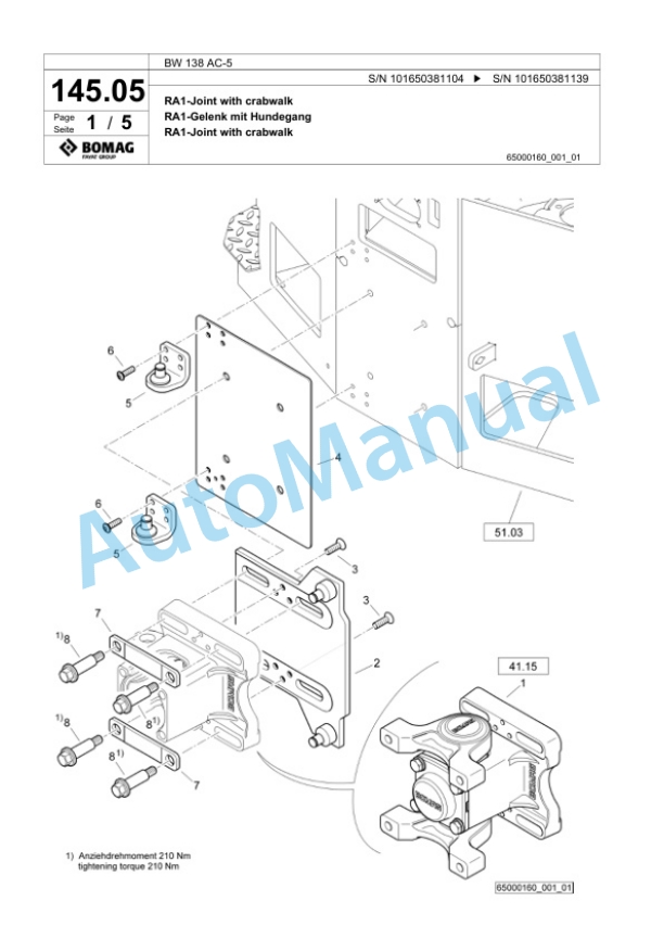 Bomag BW 138 AC-5 Combination Roller Spare Parts Catalogue 00824929-2