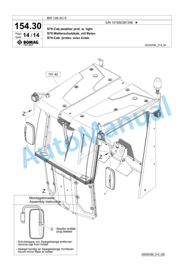 Bomag BW 138 AC-5 Combination Roller Spare Parts Catalogue 00824929-4