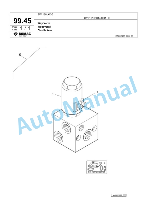 Bomag BW 138 AC-5 Combination Roller Spare Parts Catalogue 00825367-2