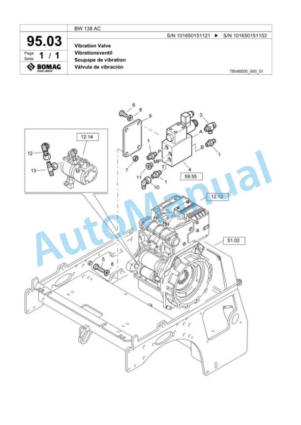 Bomag BW 138 AC Combination Roller Spare Parts Catalogue 00817472-4