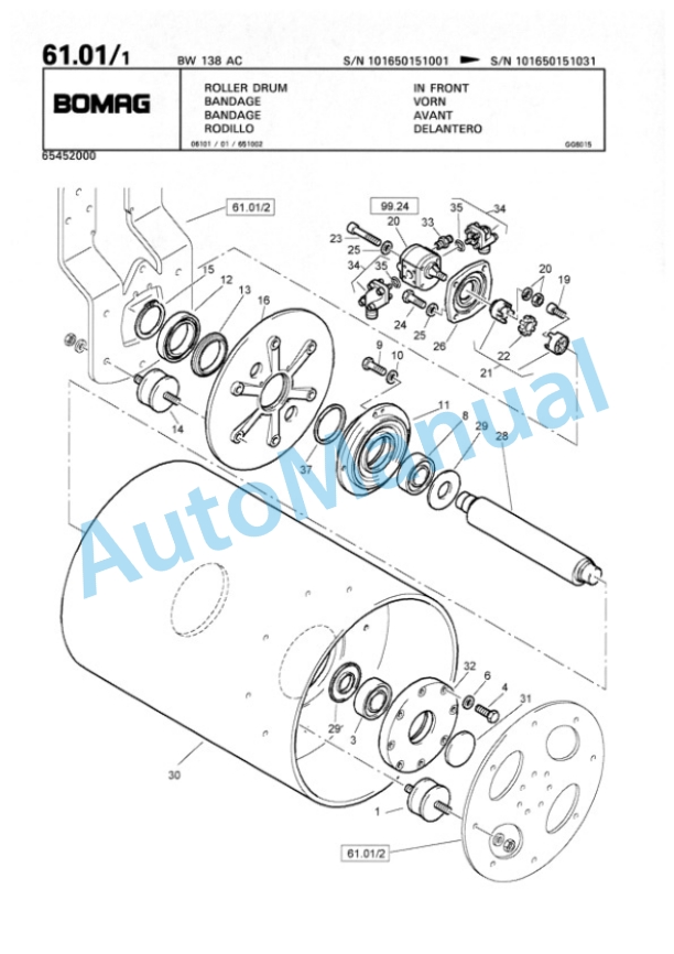 Bomag BW 138 AC Tandem Vibratory Roller Spare Parts Catalogue 00810192-3