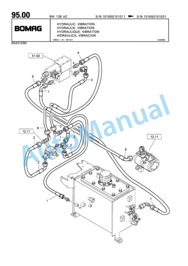 Bomag BW 138 AC Tandem Vibratory Roller Spare Parts Catalogue 00810192-4