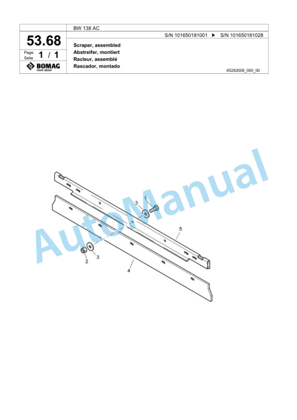 Bomag BW 138 AC Tandem Vibratory Roller Spare Parts Catalogue 00818361-2