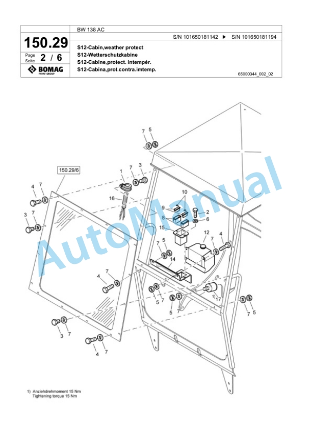 Bomag BW 138 AC Tandem Vibratory Roller Spare Parts Catalogue 00818361-5