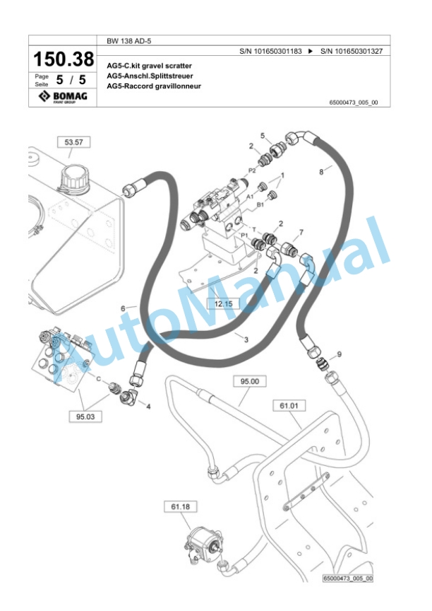 Bomag BW 138 AD-5 Tandem Vibratory Roller Spare Parts Catalogue 00818721-3