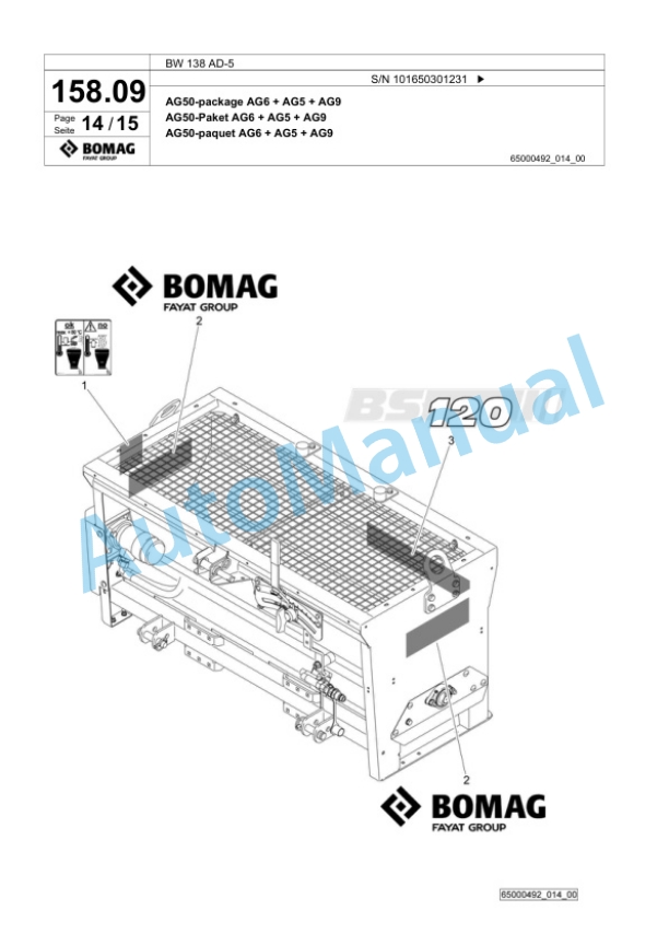 Bomag BW 138 AD-5 Tandem Vibratory Roller Spare Parts Catalogue 00818721-4