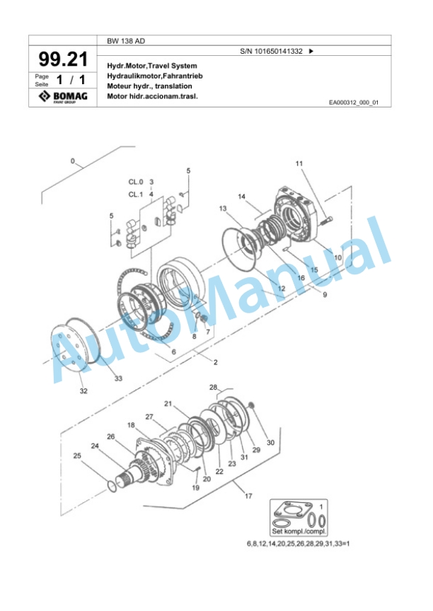 Bomag BW 138 AD Combination Roller Spare Parts Catalogue 00817473-4