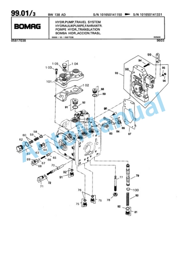 Bomag BW 138 AD Tandem Vibratory Roller Spare Parts Catalogue 00810191-4