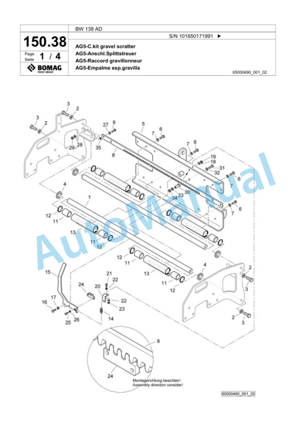Bomag BW 138 AD Tandem Vibratory Roller Spare Parts Catalogue 00818359-4