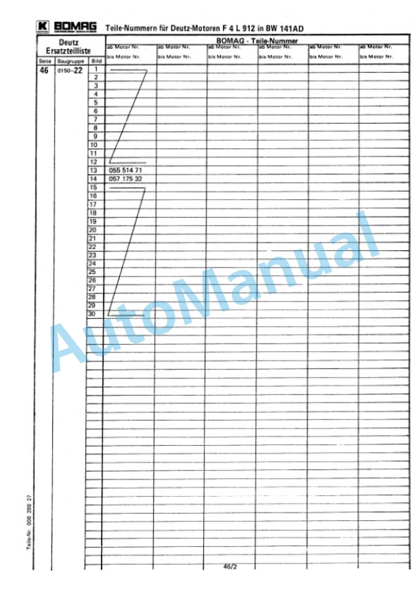 Bomag BW 141-66 AD Tandem Vibrating Roller Spare Parts Catalogue 00814405-5