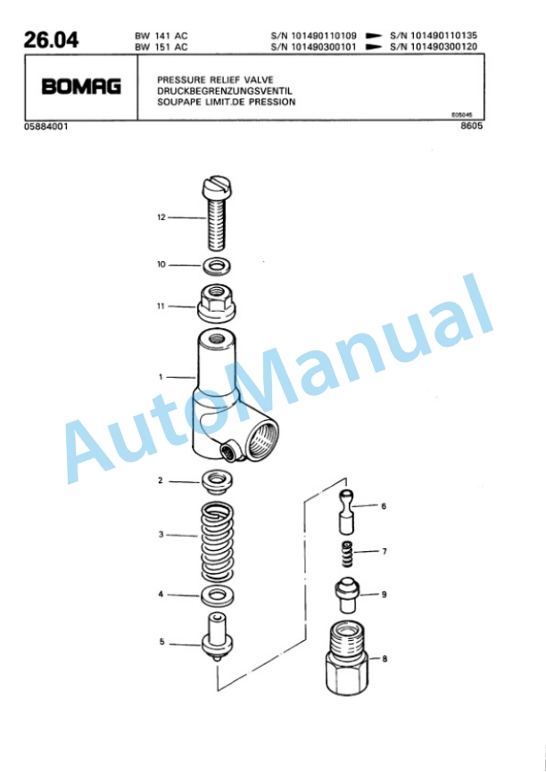 Bomag BW 141 AC, BW 151 AC Combination Roller Spare Parts Catalogue 00810022-2