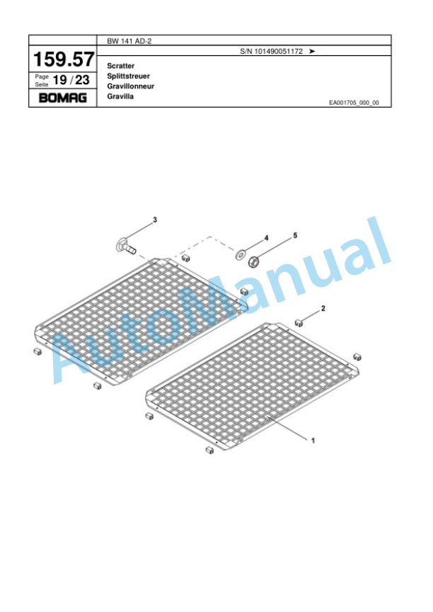 Bomag BW 141 AD-2 Combination Roller Spare Parts Catalogue 00817474-5