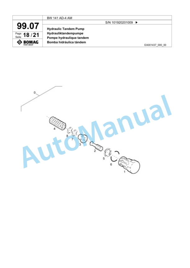 Bomag BW 141 AD-4 AM Tandem Vibratory Roller Spare Parts Catalogue 00817925-3