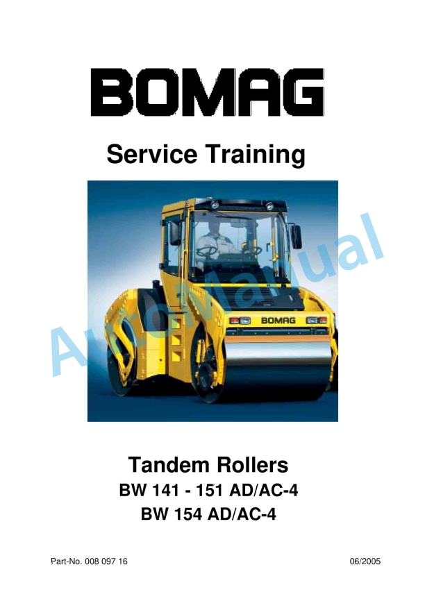 Bomag BW 141 AD-4 to BW 154 AC-4 Tandem Rollers Service Training 00809716