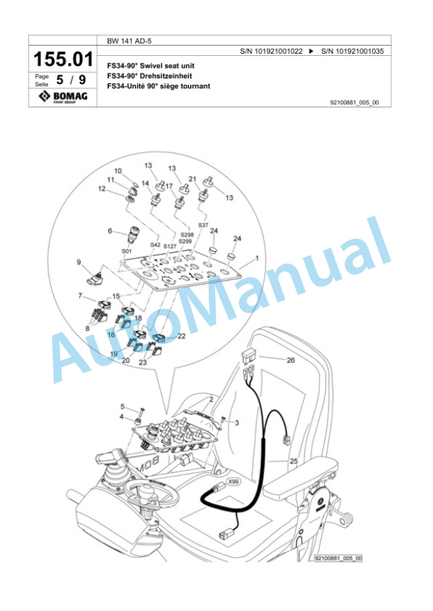 Bomag BW 141 AD-5 Tandem Vibratory Roller Spare Parts Catalogue 00824049-5