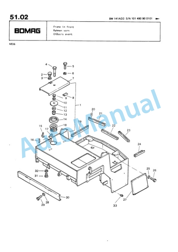 Bomag BW 141 AD2 Tandem Vibratory Roller Spare Parts Catalogue 00810031-4