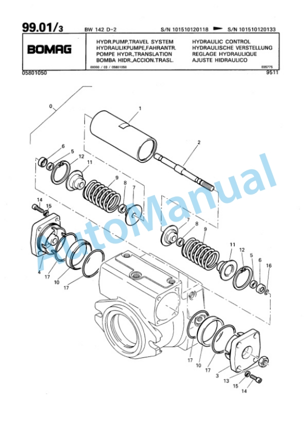 Bomag BW 142 D-2 Single Drum Wheel Drive Vibratory Roller Spare Parts Catalogue 00810075-3