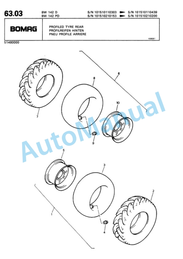 Bomag BW 142 D, BW 142 PD Single Drum Wheel Drive Vibratory Roller Spare Parts Catalogue 00810026-5
