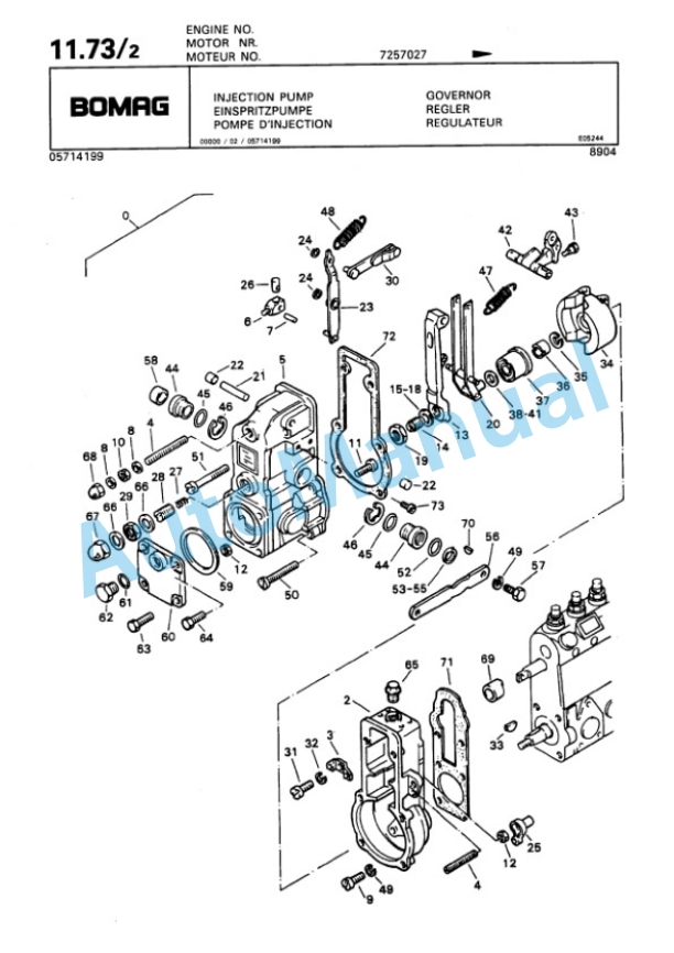 Bomag BW 142 D Single Drum Wheel Drive Vibratory Roller Spare Parts Catalogue 00810126-2