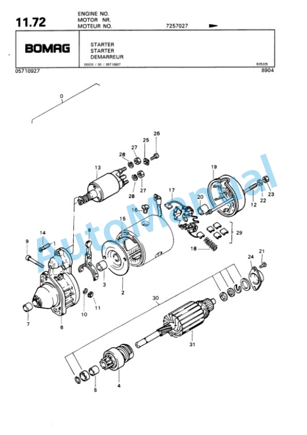 Bomag BW 142 PD Single Drum Wheel Drive Vibratory Roller Spare Parts Catalogue 00810131-2