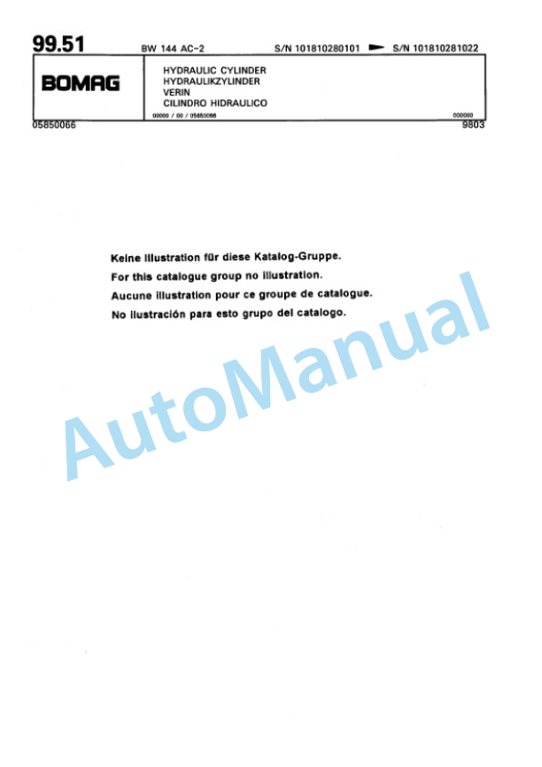 Bomag BW 144 AC-2 Combination Roller Spare Parts Catalogue 00810174-4