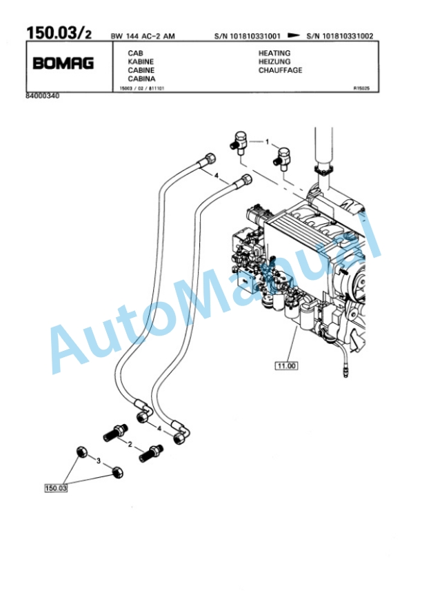 Bomag BW 144 AC-2 Combination Roller Spare Parts Catalogue 00810178-5