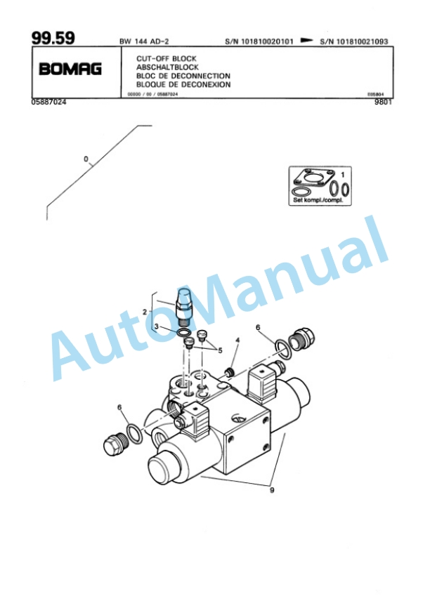 Bomag BW 144 AD-2 Tandem Vibratory Roller Spare Parts Catalogue 00810173-3