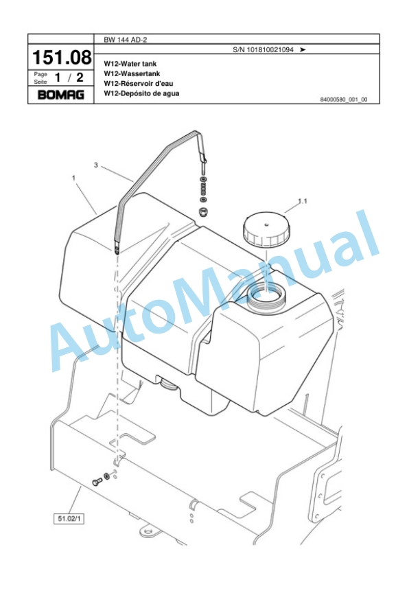 Bomag BW 144 AD-2 Tandem Vibratory Roller Spare Parts Catalogue 00817478-4